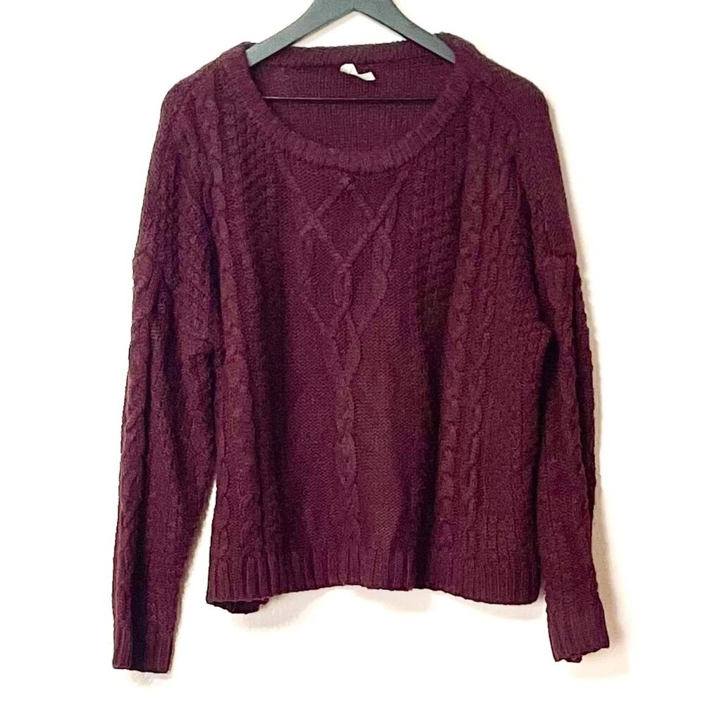 Mudd Scoop Neck Burgondy Long Sleeve Knit Sweater Size 1X